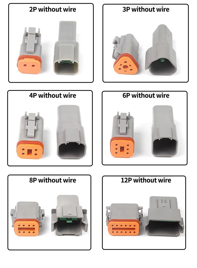 Deutsch DT Waterproof Connector with 15cm Wire DT06-2S DT04-2P 2/3/4/6/8/12 Pin 16-22AWG