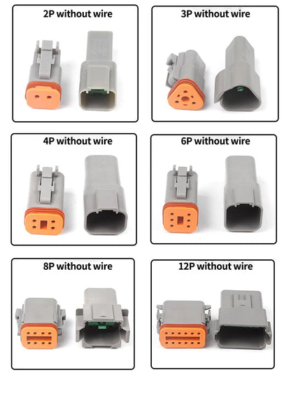 Deutsch DT Waterproof Connector with 15cm Wire DT06-2S DT04-2P 2/3/4/6/8/12 Pin 16-22AWG
