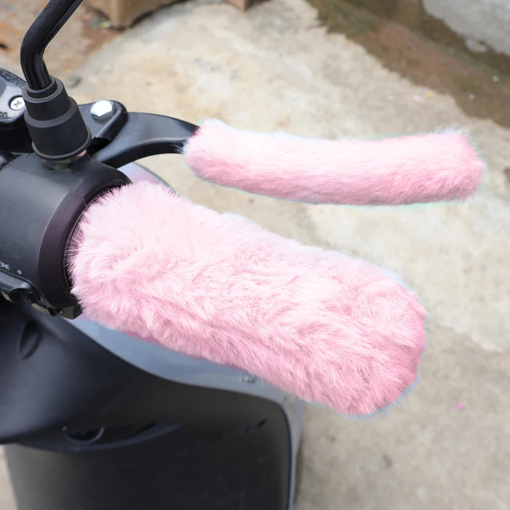 Winter Plush Handlebar Grip Covers Thick Warm Motorcycle
