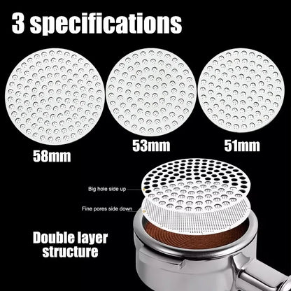 51/53/58mm Double Layer 304 Stainless Steel Coffee Filter Fine Mesh Reusable Coffee Puck Screen Professional Espresso Accessory