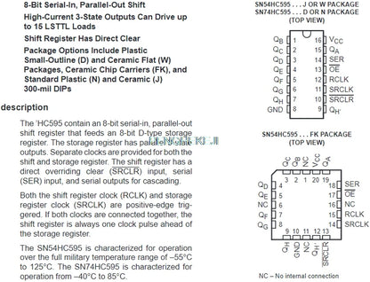 5PCS SN74HC595N DIP-16 Logic Shift Register IC 74HC595