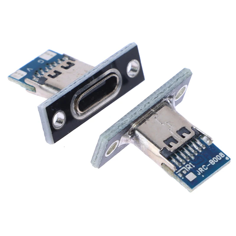 10pcs USB 3.1 Type C Socket with Screw Fixing Plate – Type-C USB Jack 2Pin/4Pin Female Connector Charging Port