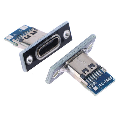 10pcs USB 3.1 Type C Socket with Screw Fixing Plate – Type-C USB Jack 2Pin/4Pin Female Connector Charging Port