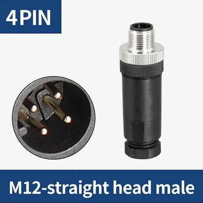 M12 12mm Sensor Connector Straight Angle Male Female Waterproof Screw Threaded Plug Coupling 4 5 8 Pin PG7