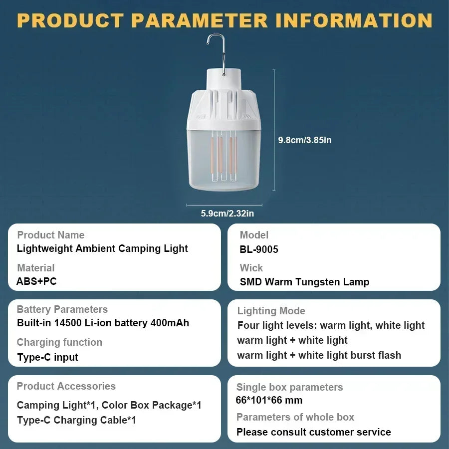 Portable LED Camping Light 3 Lighting Modes Use 3*AAA Battery Camp Lamp For Outdoor Waterproof Camping Hiking Emergency Lantern