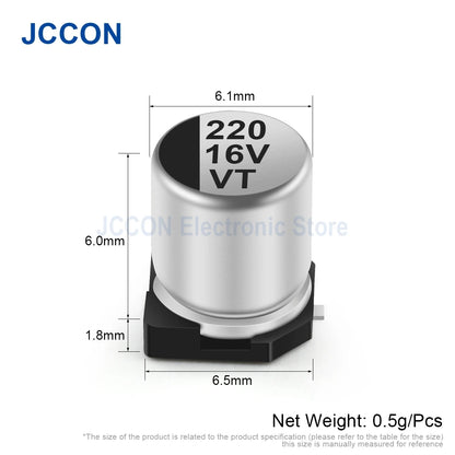 SMD Aluminum Electrolytic Capacitor 6.3V–100V 0.47UF–1000UF for Electronic Circuits and Devices