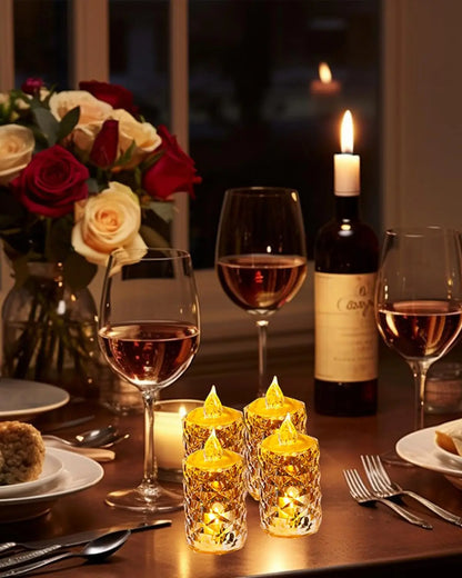 Crystal Candles LED Light Transparent Flameless Battery Power Lantern Night Lamp Wedding Party Birthday Xmas Halloween Decor