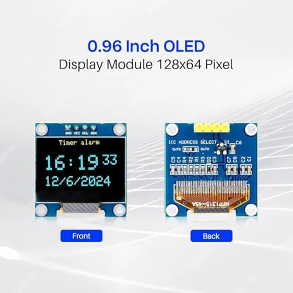 0.96" OLED Display Module 128×64 I²C with 20cm Wire — Arduino, ESP32, STM32 (3-Pack)