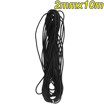 Bungee Cord 10m for Motorcycle Luggage Rope Car Roof Rack Tie Down Strap Elastic Shock Cord for Cargo Net DIY Black 2mm-3mm
