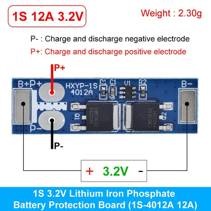 3PCS 1S LiFePO4 / Lithium Battery Protection Board BMS 12A–24A with Short Circuit and Overcharge Protection