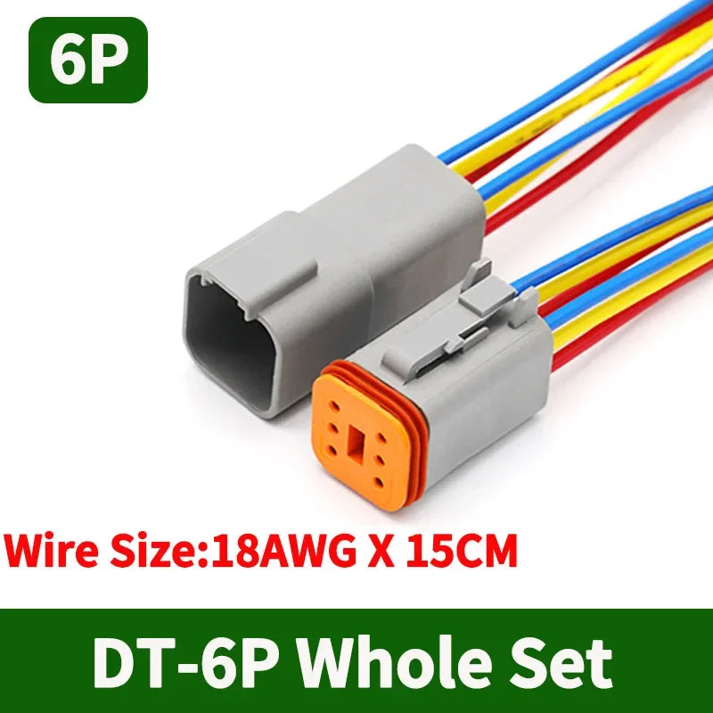 Deutsch DT Waterproof Connector with 15cm Wire DT06-2S DT04-2P 2/3/4/6/8/12 Pin 16-22AWG