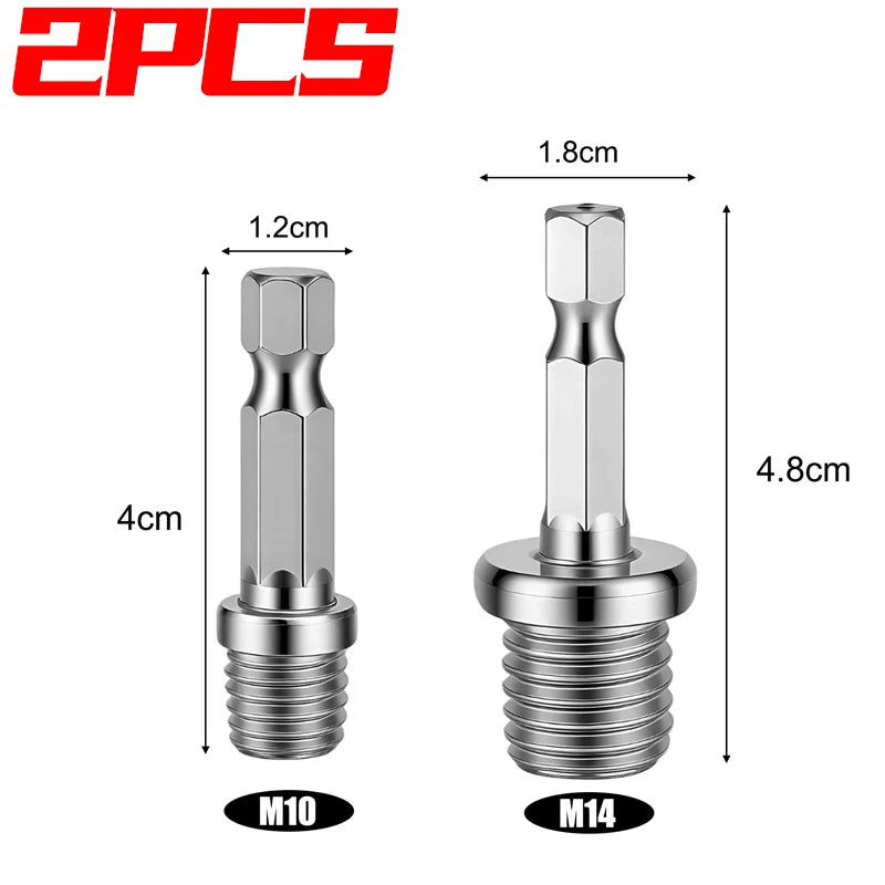 Drill Adapter M10/M14 Chuck Conversion Rod — Triangle / Round / Hex Shank for Grinder Polishing Discs