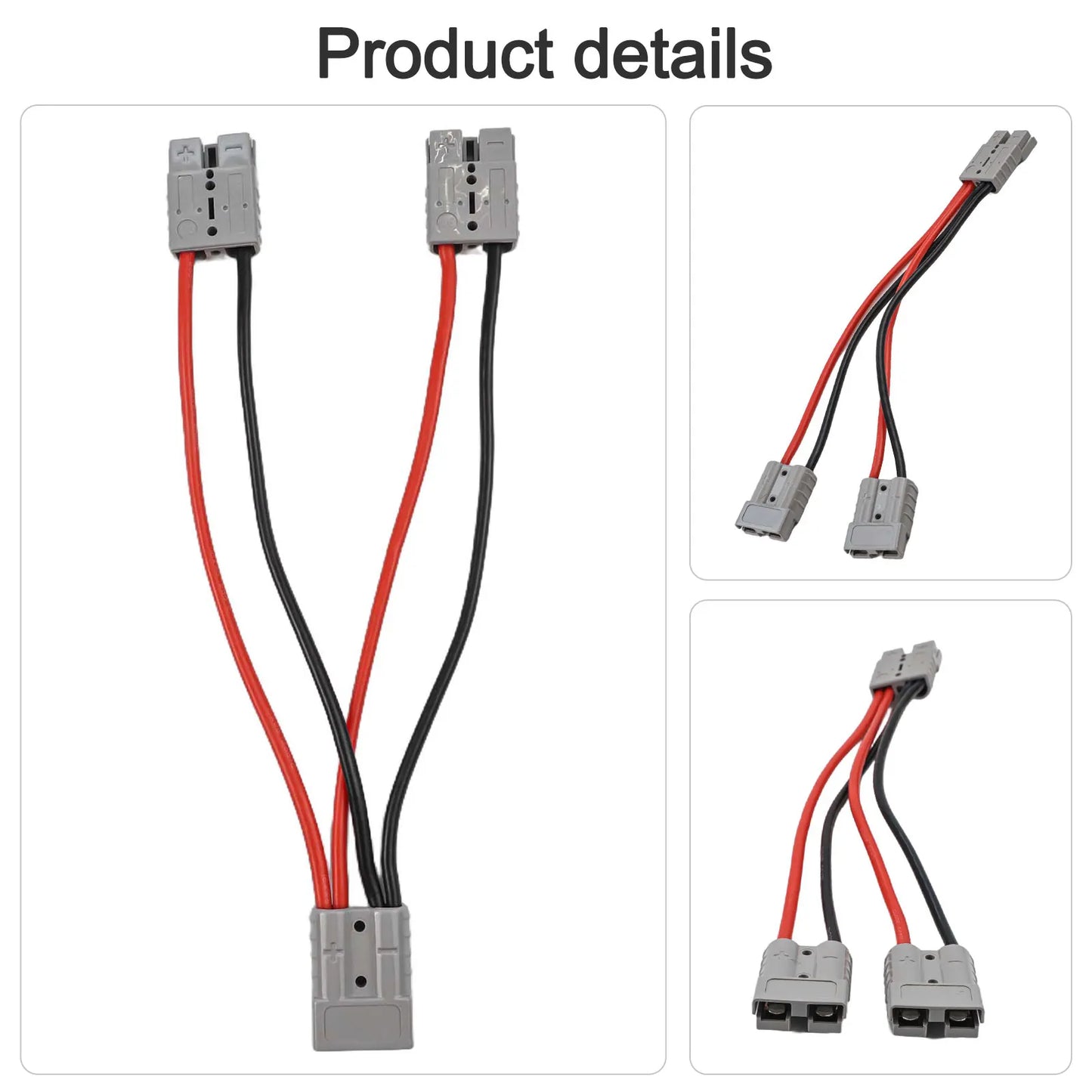 1pc 50A For Anderson Plug Connector Double Y Adapter 4mm Car Cable 4 Square Wires 30cm For Forklifts Stackers Vehicles