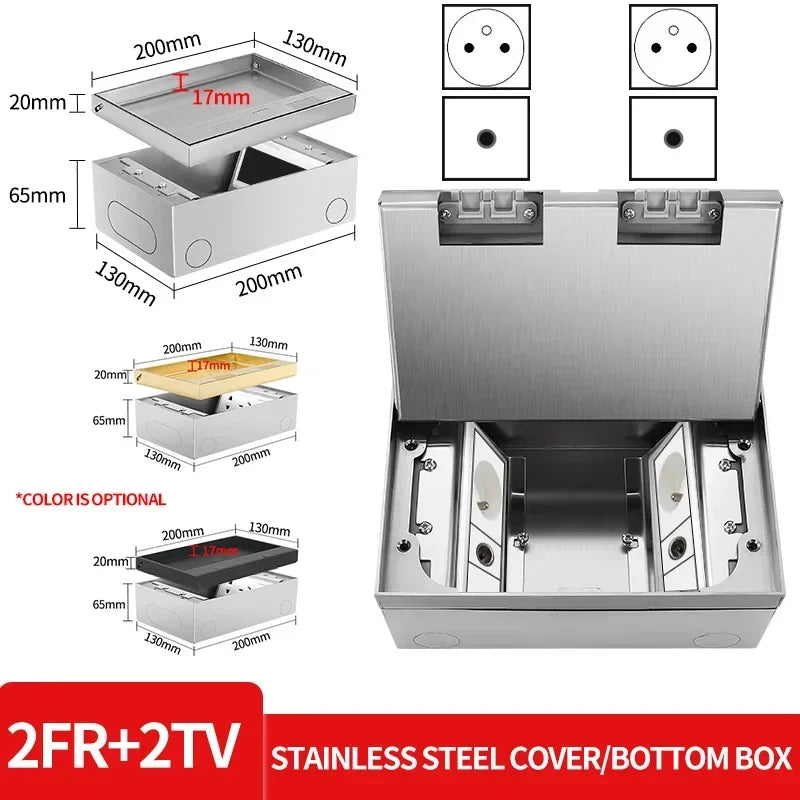 Hidden Inlaid Floor Socket Ultra-thin Design Built-in Multiple Power EU FR UN US AC Power Outlets and USB Charging Port
