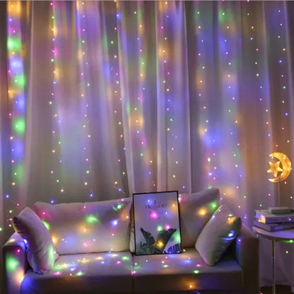 Xmas Holiday LED String Lights Remote Controlled 8 Modes Fairy Curtain USB Powered for Bedroom Living Room Decor 3x1M / 3x2M / 3x3M