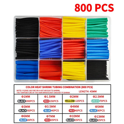 Heat Shrink Tubing Kit 530-800PCS 2:1 Shrinkable Wire Wrap Tubing Cover Protection