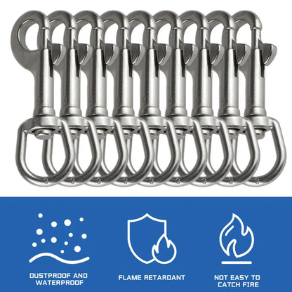 5/1pcs Stainless Steel Swivel Eye Bolt Spring Snap Hook Marine Diving D Ring Snap Hooks with Swivel for Scuba Diving Pet Leash