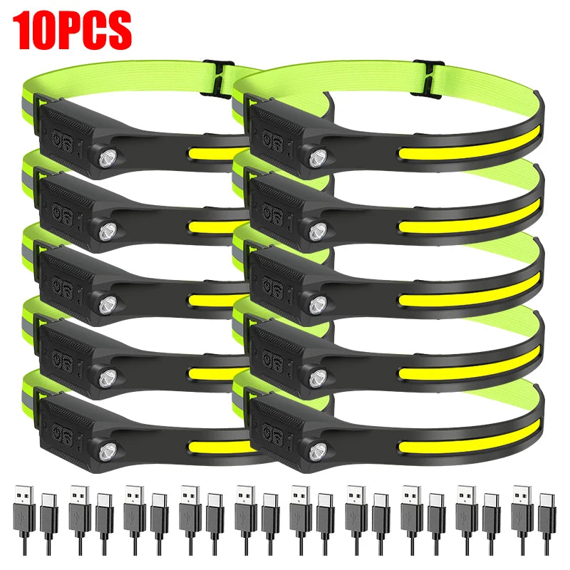 High-power LED Headlamp USB Rechargeable 3-mode Lighting Headlight Flashlight Built in Battery Working Light Camping Torch Light