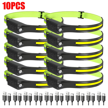 High-power LED Headlamp USB Rechargeable 3-mode Lighting Headlight Flashlight Built in Battery Working Light Camping Torch Light