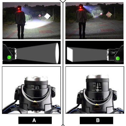 Powerful LED Zoom Headlamp USB Rechargeable Induction Headlight