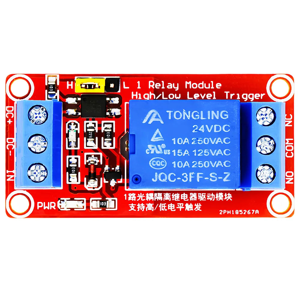 1-Channel Relay Module 5V/12V/24V with Optocoupler Isolation High/Low Level Trigger for Arduino