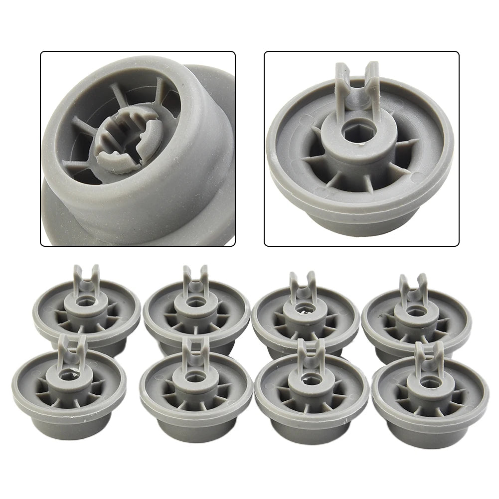 Dishwasher Lower Basket Wheels — 8pcs Replacement Rollers for Siemens S5555X0GB/79 S5943X2GB/31 S6409N2GB/17 HF87950GB/03 KG57U95/13