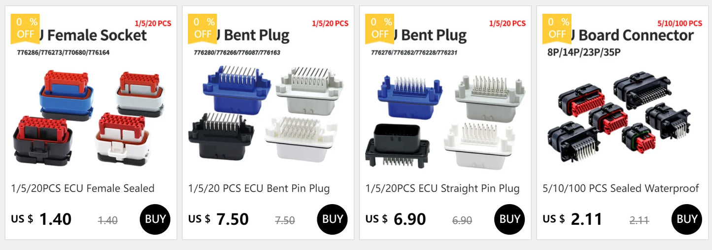 ECU Bent Pin Waterproof Connector PBT 776280 776266 776087 776163 Male Female