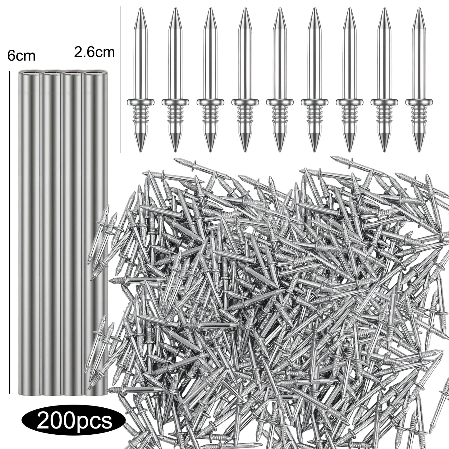 Double Head Seamless Nails — Skirting Board Thread Nail No-Trace Metal Rust-Proof Fixator for Wood 200pcs