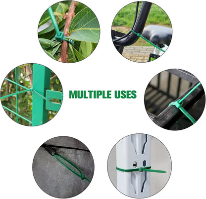 300/50PCS Self-Locking Nylon Cable Ties Green Fastening Wraps for Garden
