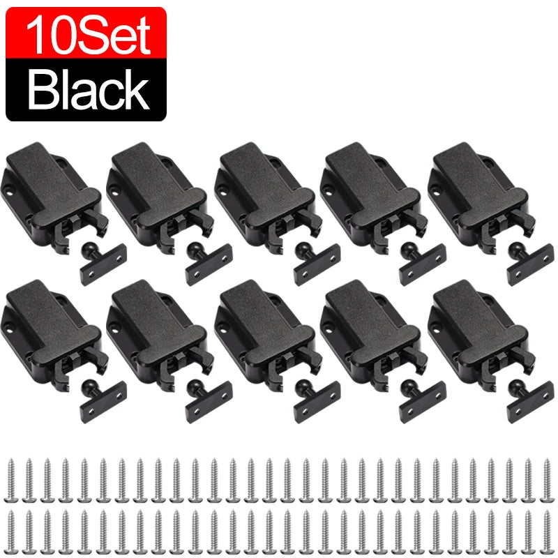 10/1Sets Non-Magnetic Touch Latch Cabinet Door Catch Push To Latch and Unlatch Furniture Cupboard Wardrobe Drawer Accessories
