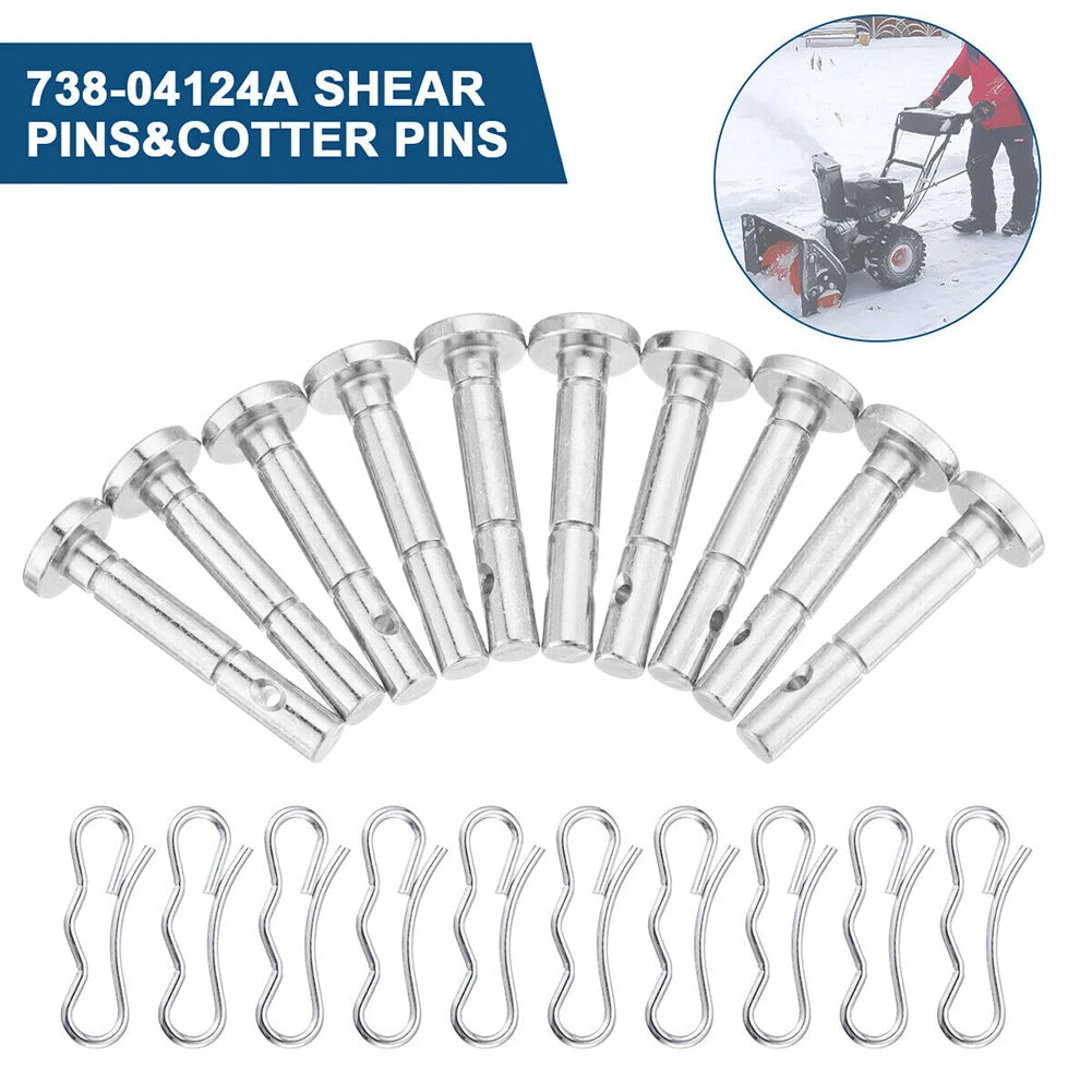 Shear Pins #738-04124A And Cotter Pins For Snowblower Set Metal 1/4" X 1-1/2" Snowblower Set Accessories
