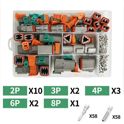Deutsch DT Series Connector Combo Kit | DT04 / DT06 | 2–12 Pin Sealed Waterproof | 16–20AWG Terminals | Carrying Case