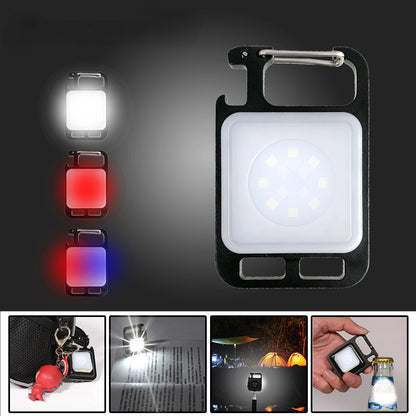 Mini Portable Multifunction Keychain Flashlight 4 Light Modes Built In Battery USB Rechargeable Strong Magnetic Work Light