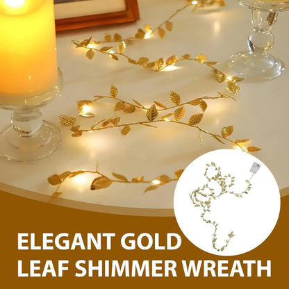 Battery Operated LED Golden Leaf String Lights 2 5 10M Indoor Christmas Party Home Decorative Lighting For Festivals