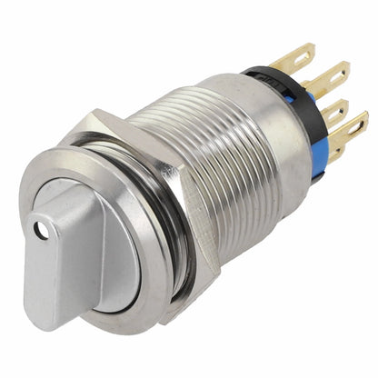 Momentary Rotary Push Button Switch 19mm 3 Position 2NO2NC 36V Waterproof IP66 Rated Stainless Steel 304 Construction