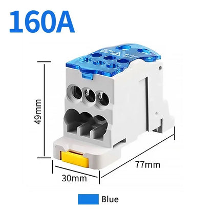 Din Rail Distribution Junction Box One in Seven Out Power Wire Electric Connector Terminal Block UKK 80A 125A 160A 250A 400A