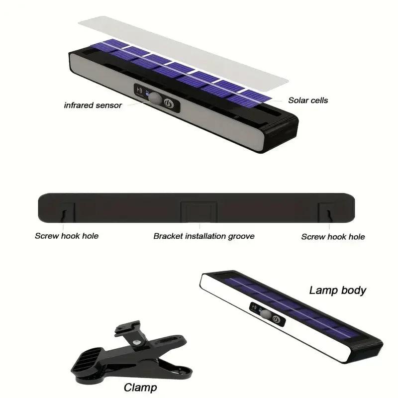 Clip on Solar Motion Lights Outdoor 3 Modes Fence Lights Solar Powered Waterproof Portable Security Light for Yard Camping Garag