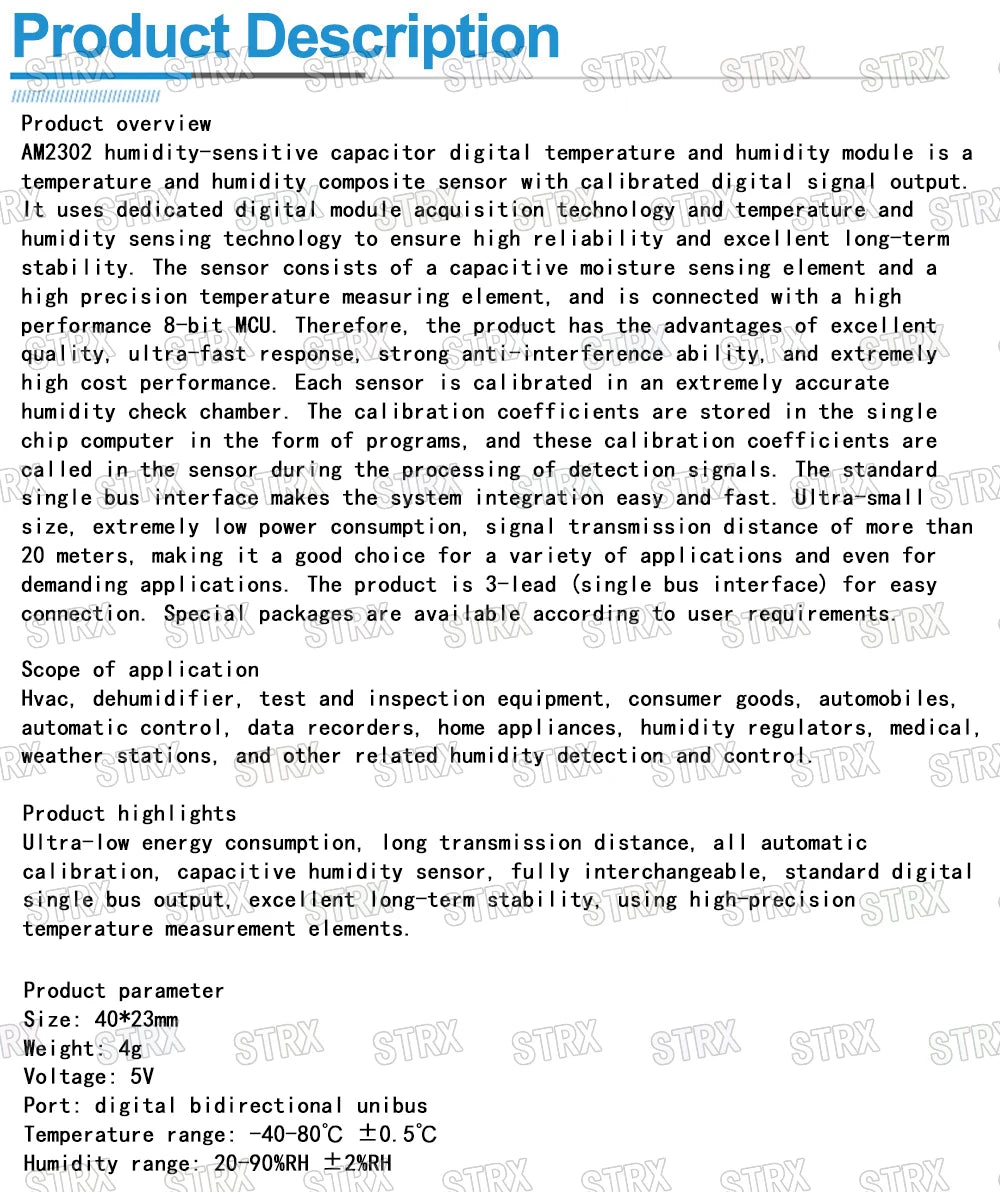 High Precision DHT22/AM2302 Digital Temperature and Humidity Sensor Module for Arduino Uno R3