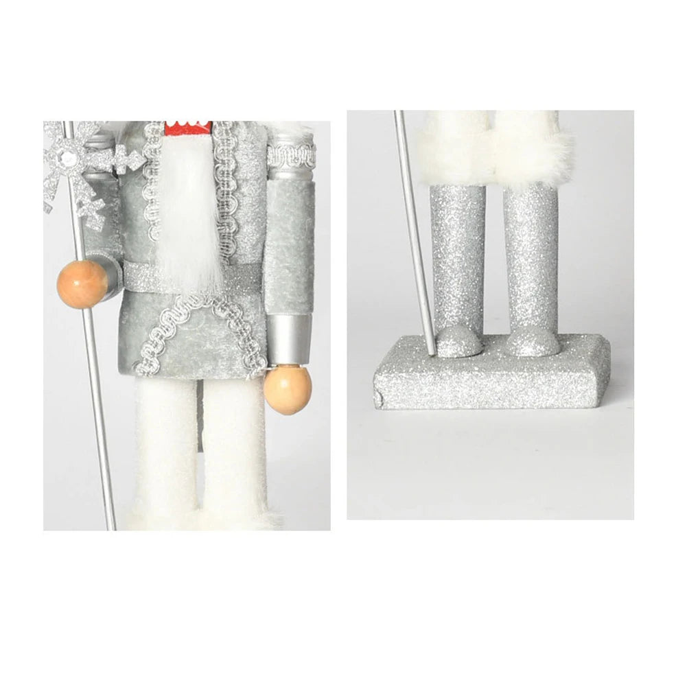 15 Inch Wooden Christmas Nutcracker with Gold Embellishments and Velvet Coat for Festive Mantel and Table Decorations