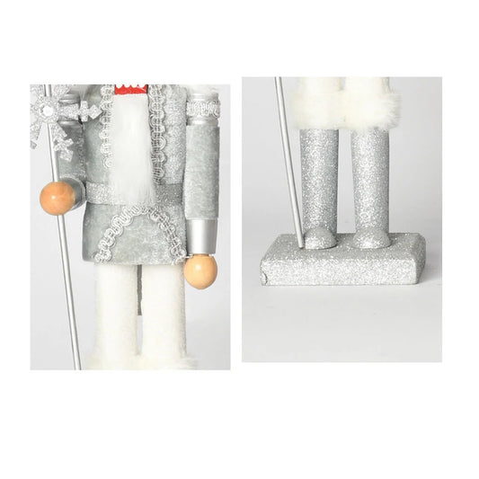 15 Inch Wooden Christmas Nutcracker with Gold Embellishments and Velvet Coat for Festive Mantel and Table Decorations