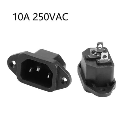 IEC 320 C14 Male Plug / Female Panel Mount 10A 250VAC 3-Pin Power Receptacle Connector with Screw/Clip Fixing