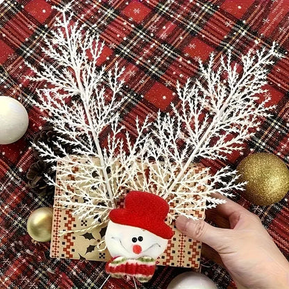 Christmas Artificial Pine Needles Branches White Fake Pine Branches Plants Party Wreath DIY New Year Gifts Table Decor