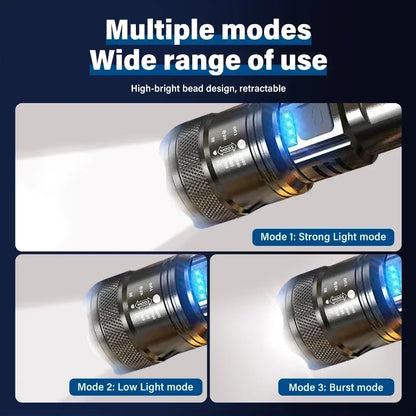 Super-bright LED Flashlight Rechargeable Long Range Tactical Torch for Outdoor Waterproof Emergency for Camping Fishing Lantern