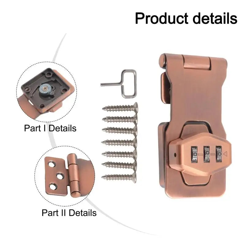 3-Digit Combination Password Lock Security Door Bolt Cabinet Password Lock Drawer Lock Anti-theft Household Cabinet Hardware