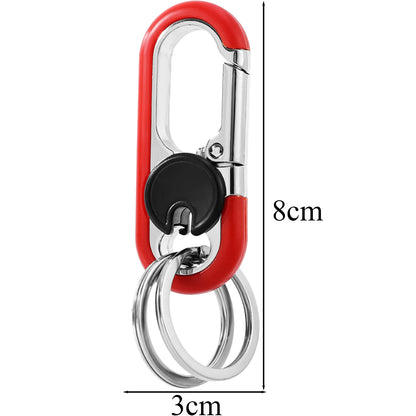Men Stainless Steel Keychain Hook Carabiner Bottle Opener Double Ring