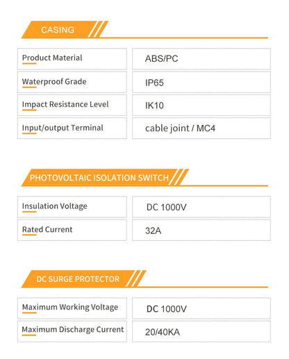 DC 1000V 1 In 1 Out Isolation Switch SPD Fuse, Lightning Protection PV Combiner Box, Solar Photovoltaic Waterproof Dustproof Case