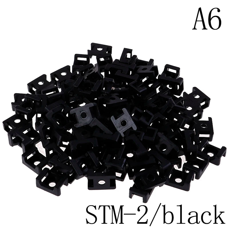 100Pcs/set Plastic Wire Cable Zip Tie Screw Fixing Mount Base Holder