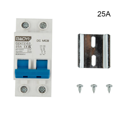 DC Miniature Circuit Breaker 2 Pole 1000V 32 Amp Isolator DC Disconnect Switch Thermomagnetic 10 A-63A 1.42 X 2.95 X 3.15 Inches