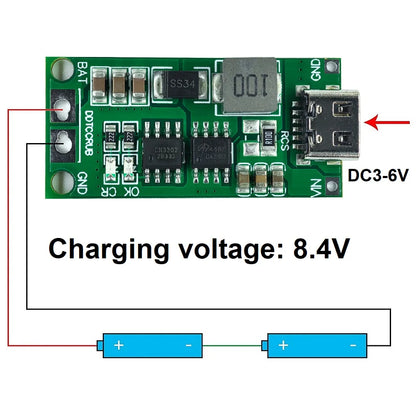 Multi-Cell 2S-4S Type-C Boost Charger Step-Up Module for 7.4V-16.8V LiPo and Li-Ion 18650 Batteries