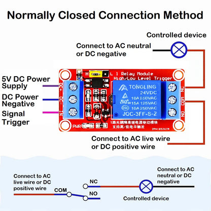 1-Channel Relay Module 5V/12V/24V with Optocoupler Isolation High/Low Level Trigger for Arduino